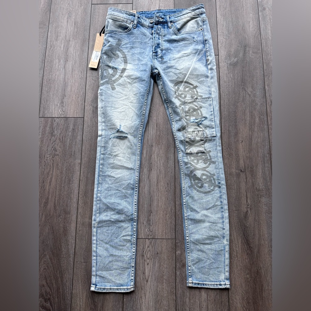 Ksubi Skinny Jeans in Light Blue with Gray Accents